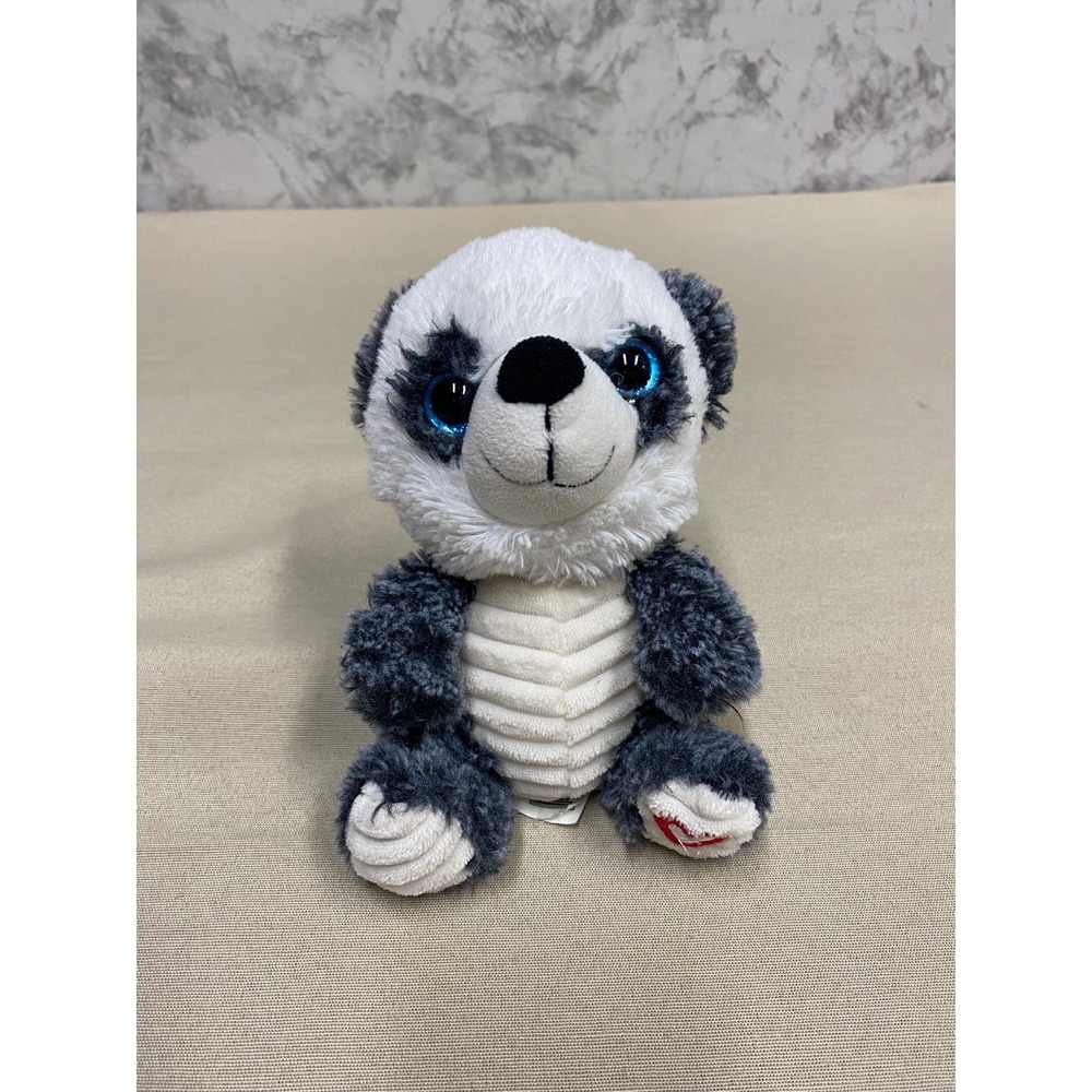 Kellytoy Panda Bear Plush Stuffed Animal Heart Foot Ribbed Belly 7" Blue Eyes